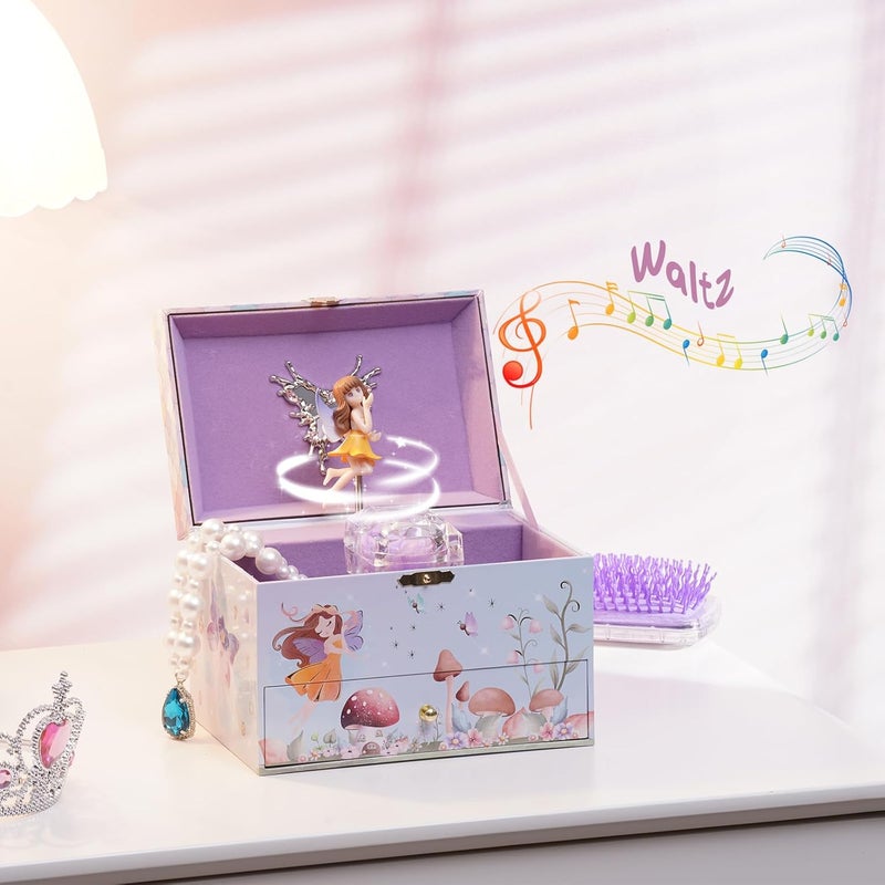 Procase Children's Jewelry Box, Kids Jewelry Organizer with Unicorn for Little Girls, Jewelry Case Gift for Toddler Age 2 3 4 5 6 7 8 -Waltz - Image 5